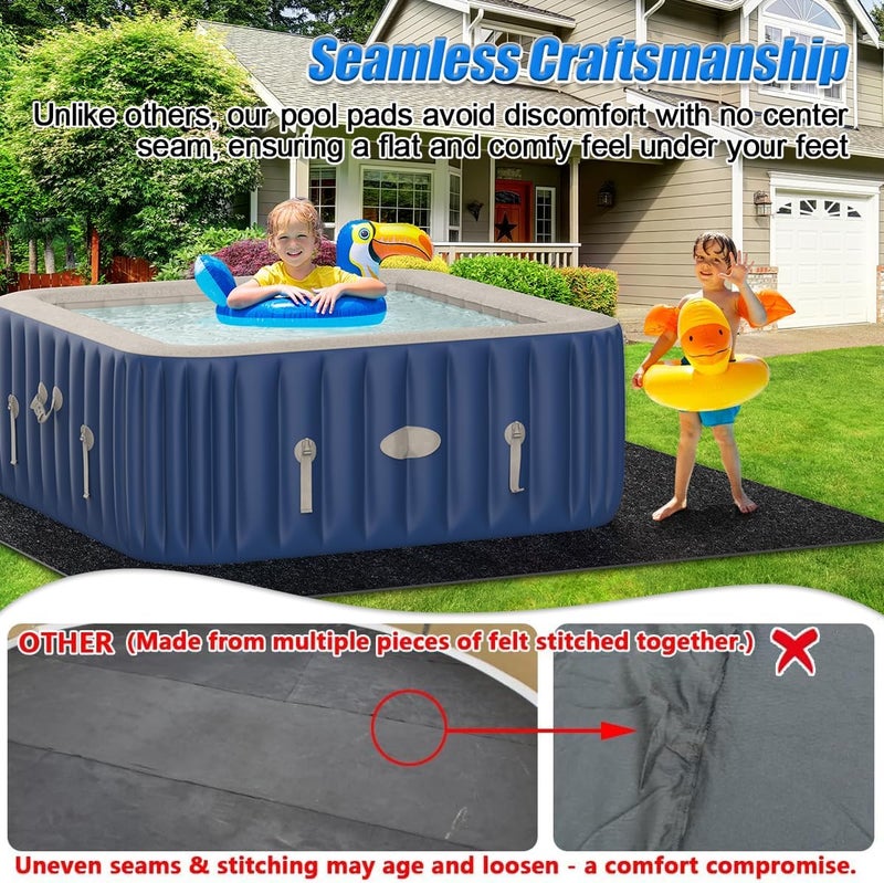 Abimars Thicker Pool Liner Pad for Above Ground Swimming Pools, 5’ x 5’ Square Pool Mat for Pool Bottom, Seamless Comfort, Double Density Puncture Resistant, Black - Image 4